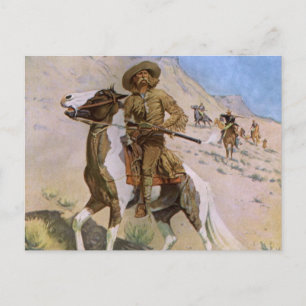 Carte Postale Les cow-boys militaires vintages, le scout de Remi