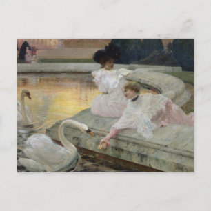 Carte Postale Les cygnes, 1900