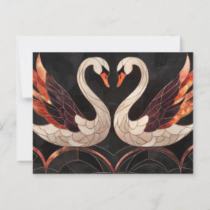 Carte Postale Les cygnes Art déco élégants qui forment un coeur