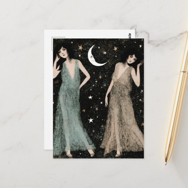 Carte Postale Les dames dansent au clair de lune (Devant/Arrière en situation)