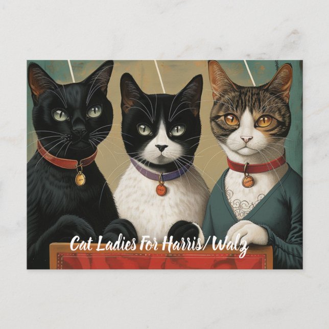 Carte Postale Les Dames De Chat Votent Pour Harris/Walz (Devant)