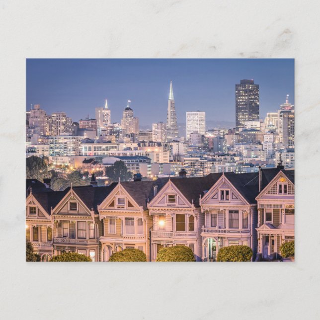 Carte Postale Les Dames Peintes & Skyline | San Francisco, CA (Devant)