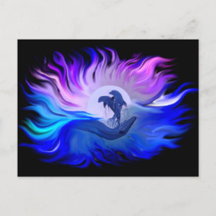 Carte Postale Les dauphins au clair de lune