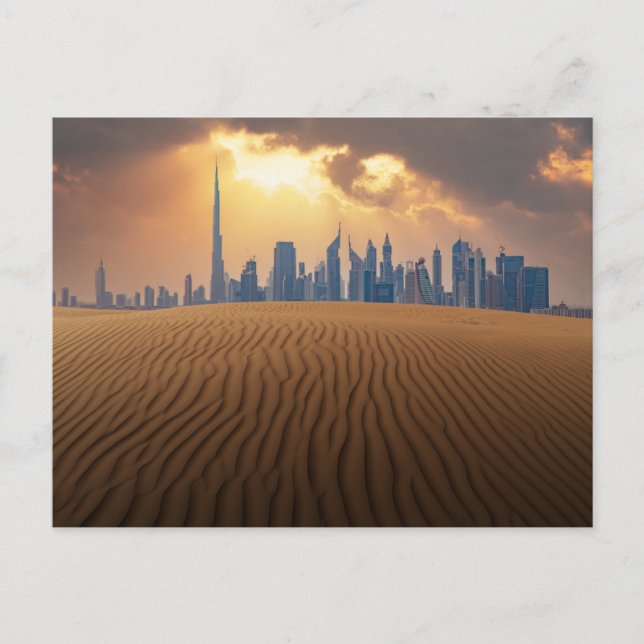 Carte Postale Les déserts | Vue Skyline de Dubaï depuis la dune  (Devant)