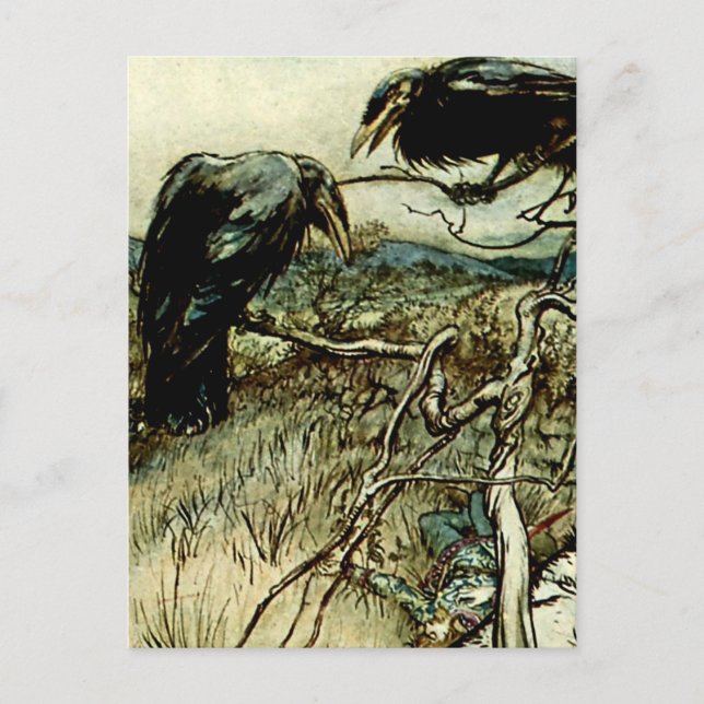 Carte Postale « Les Deux Corbeaux » par Arthur Rackham (Devant)
