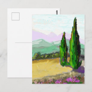 Carte Postale Les deux cyprés en Provence, Vaucluse.