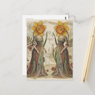 Carte Postale Les Deux Femmes à Tête de Jonquille
