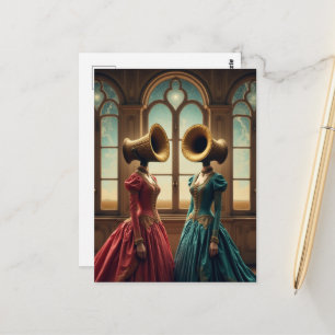 Carte Postale Les Deux Femmes Avec Têtes Alternatives Surréalist