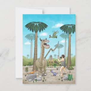 Carte Postale Les dinosaures rencontrent l'âge de pierre