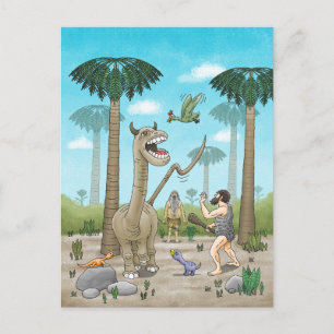 Carte Postale Les dinosaures rencontrent l'âge de pierre