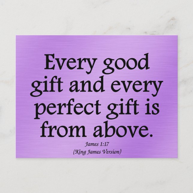 Carte Postale Les dons de Dieu sont bons et parfaits Jacques 1:1 (Devant)