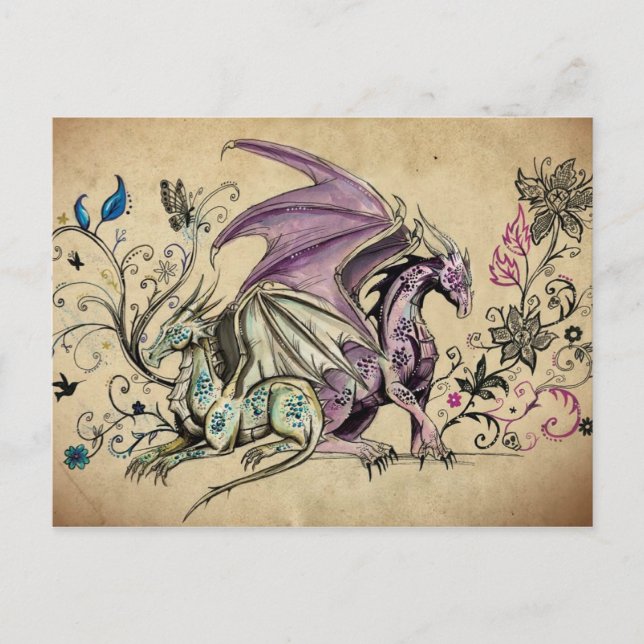 Carte Postale Les dragons fleuris - (Devant)