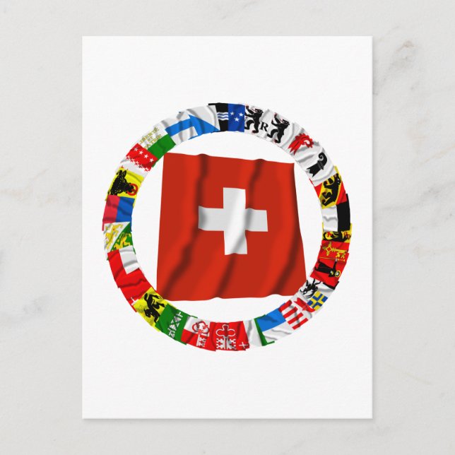 Carte Postale Les drapeaux des cantons de Suisse (Devant)