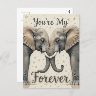 Carte Postale Les éléphants dans l'art de l'amour pour toujours