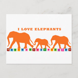 Carte Postale Les éléphants d'orange marchent