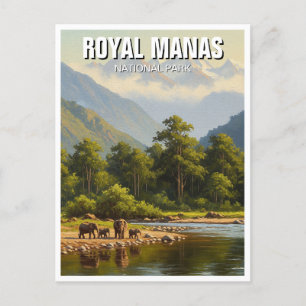 Carte Postale Les éléphants du parc national Royal Manas