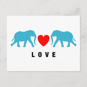Carte Postale Les éléphants en amour