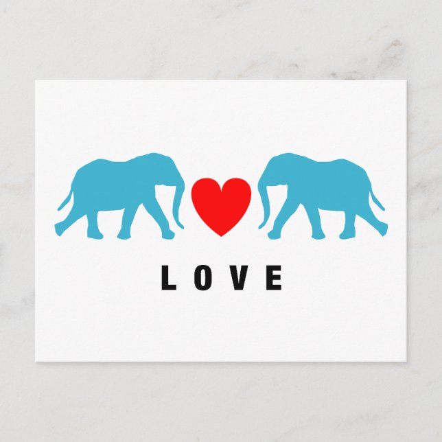Carte Postale Les éléphants en amour (Devant)