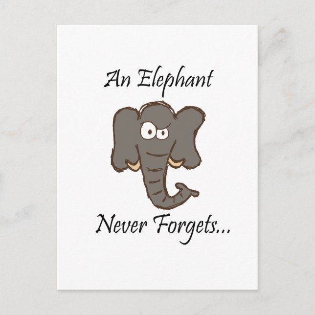 Carte Postale Les éléphants n'oublient jamais (Devant)