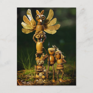 Carte Postale Les elfes de cacre jouent indien. Camping d'été