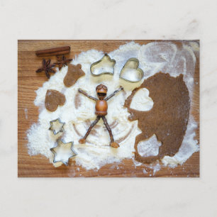 Carte Postale Les elfes de maïs comme ange dans la neige - Noël