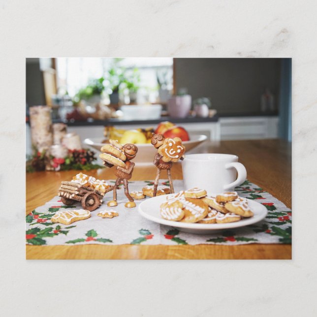 Carte Postale Les elfes de maïs mangent et volent du pain d'épic (Devant)