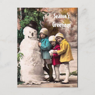 CARTE POSTALE LES ENFANTS AVEC LA NEIGE