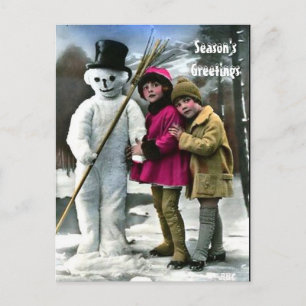 CARTE POSTALE LES ENFANTS AVEC LA NEIGE