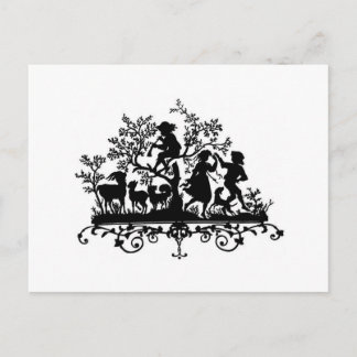 Carte Postale Les enfants et les animaux Silhouette