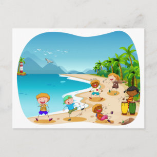 Carte Postale Les enfants sur la plage