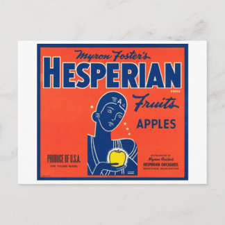 Carte Postale Les Étiquettes de crème de fruits de l'Hesperian d