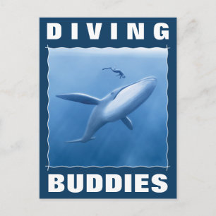 Carte Postale Les Étudiants De Plongée - Plongeur Et Baleine