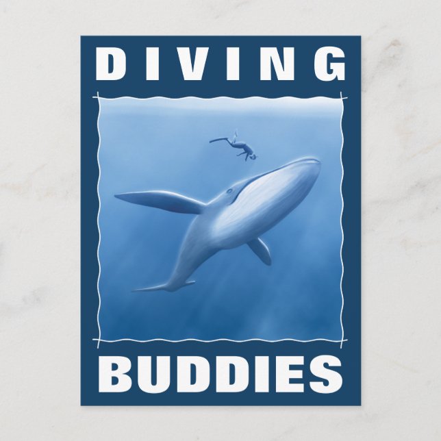 Carte Postale Les Étudiants De Plongée - Plongeur Et Baleine (Devant)