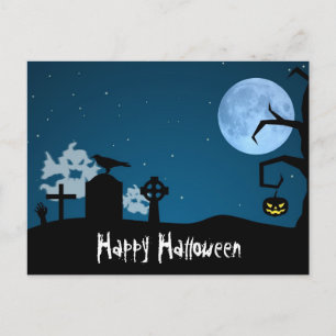 Carte Postale Les fantômes d'Halloween au cimetière