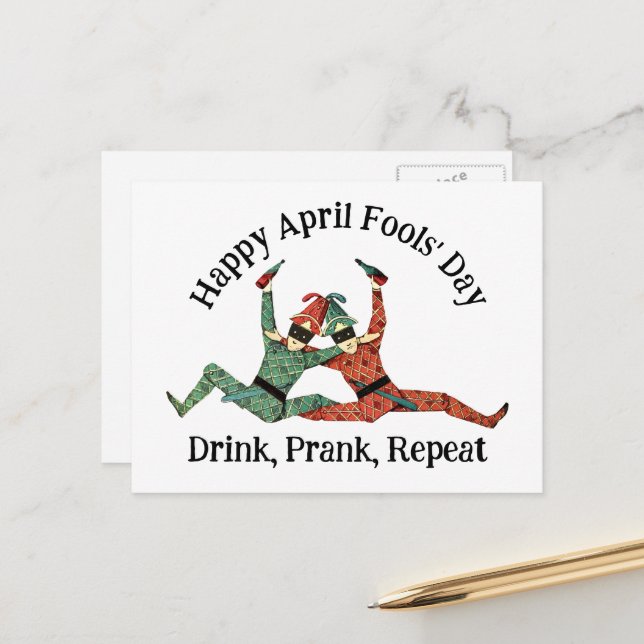 Carte Postale Les Farceurs du Premier Avril (Devant/Arrière en situation)