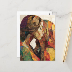 Carte Postale Les femmes embrassent un collage médiatique mixte