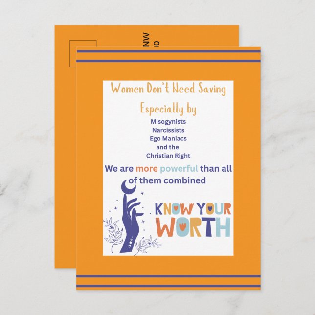 Carte Postale Les femmes n'ont pas besoin d'enregistrer une cart (Devant / Derrière)