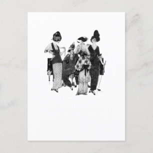 Carte Postale Les femmes Vintages à la mode avec Porte - clé Par