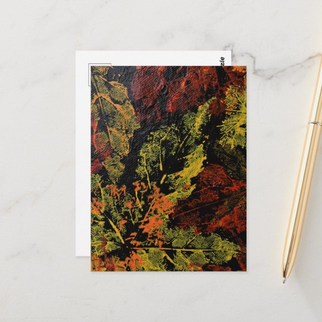 Carte postale Les Feuilles Automnes (Devant/Arrière en situation)