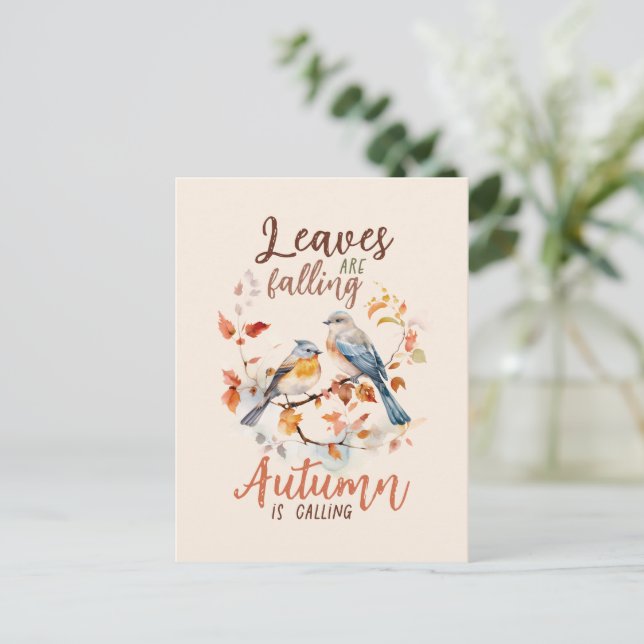 Carte Postale Les feuilles Chutent - Les Oiseaux D'Automne Et Le (Debout devant)