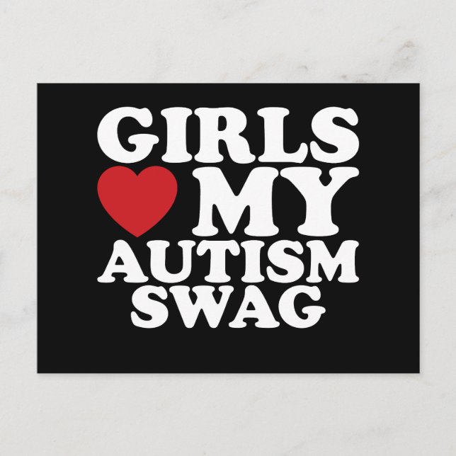Carte Postale Les filles aiment mon autisme Swag Sensibilisation (Devant)