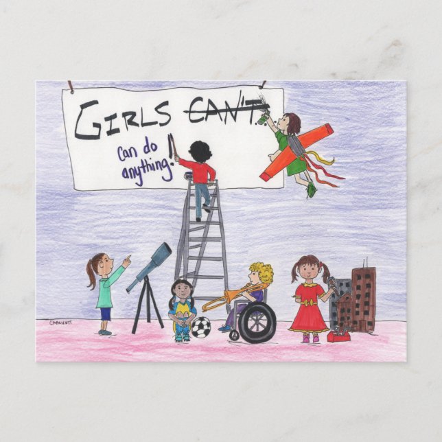 Carte Postale Les Filles Peuvent Faire N'Importe Quoi ! (Devant)