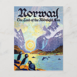 Carte Postale Les fjords norvégiens, le pays du soleil de minuit