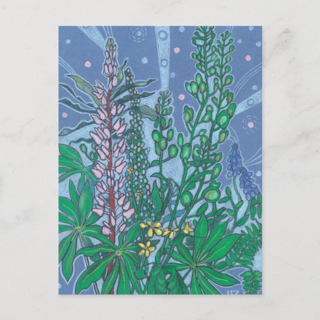 Carte Postale Les Fleurs Bluebonnet Fleurissent Floral Pastel Pe (Devant)