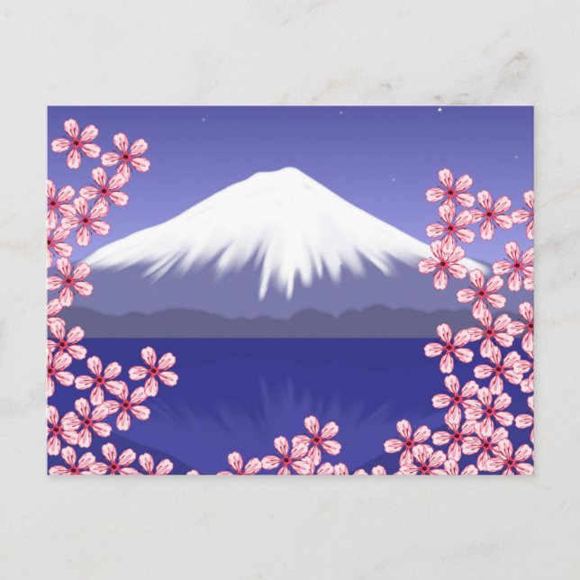 Carte Postale Les fleurs du mont Fuji et du Sakura (Devant)