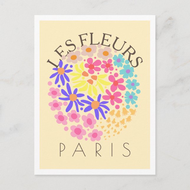 Carte Postale Les Fleurs Paris coloré (Devant)