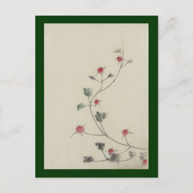 Carte Postale Les fleurs rouges sur la vigne Hokusai Art japonai (Devant)