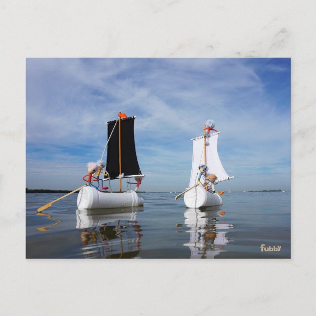 Carte Postale Les Fubby en voile qui vont à l'aventure. (Devant)