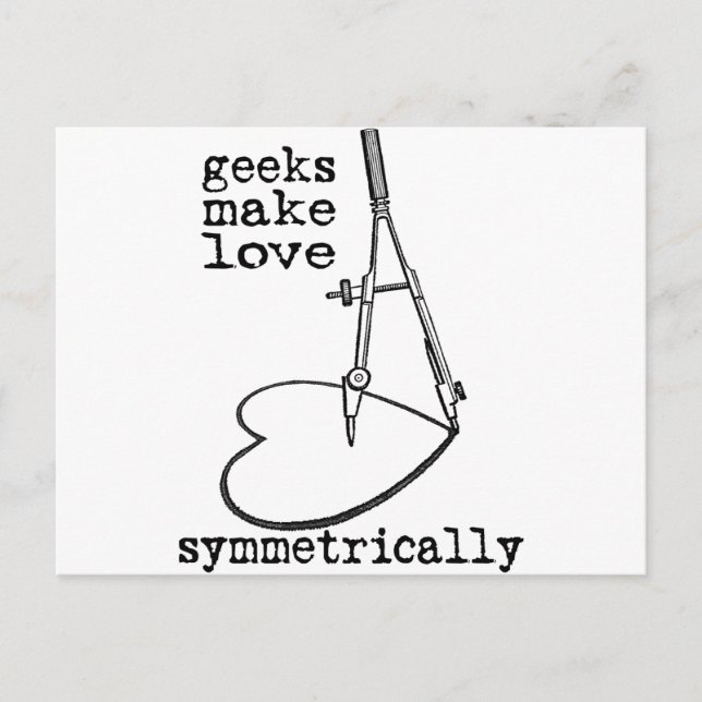 Carte Postale Les geeks rendent l'amour symétrique (Devant)
