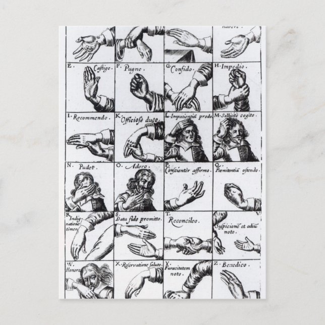Carte Postale Les gestes pour miming John Bulwer 'Chrilogia (Devant)